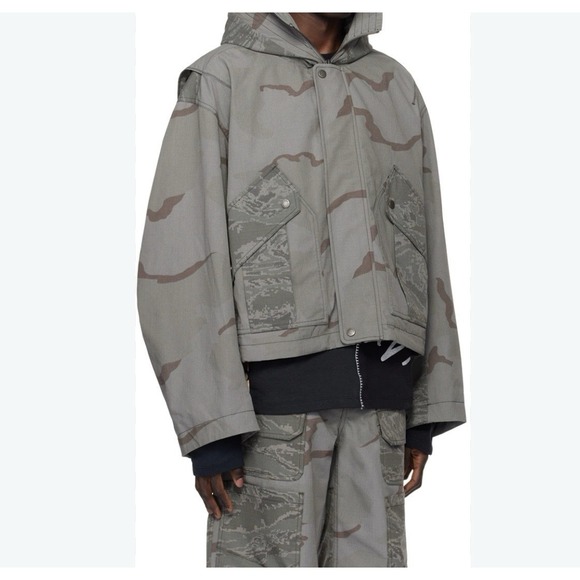 Marine Serre Other - MARINE SERRÉ G/L Regenerate Cropped Camo Bomber Jacket Men's Size M / 48 Gray
